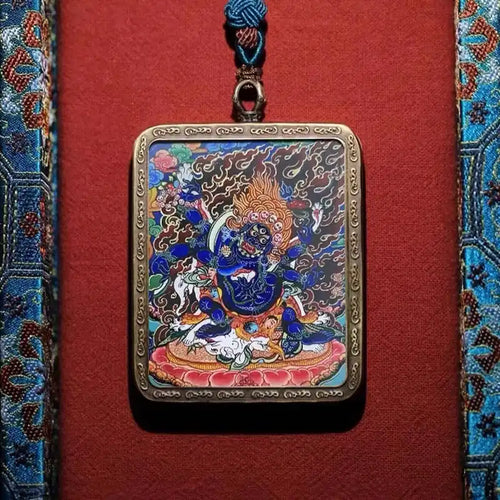 Akashagarbha Hand-Painted Thangka Pendant - Wisdom & Infinite Abundance
