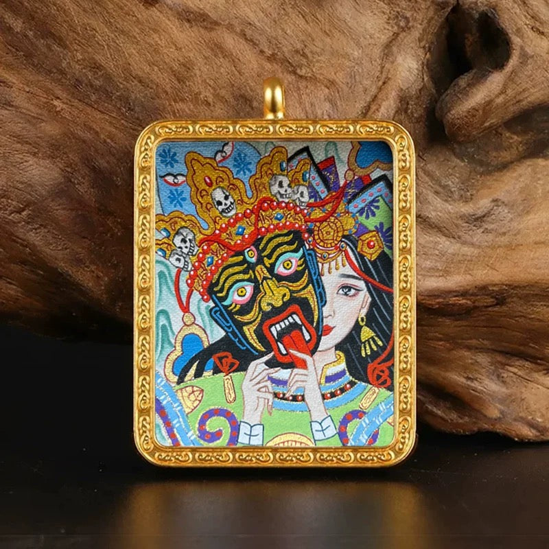 Avalokitesvara Thangka Pendant — Four-Armed Bodhisattva of Compassion