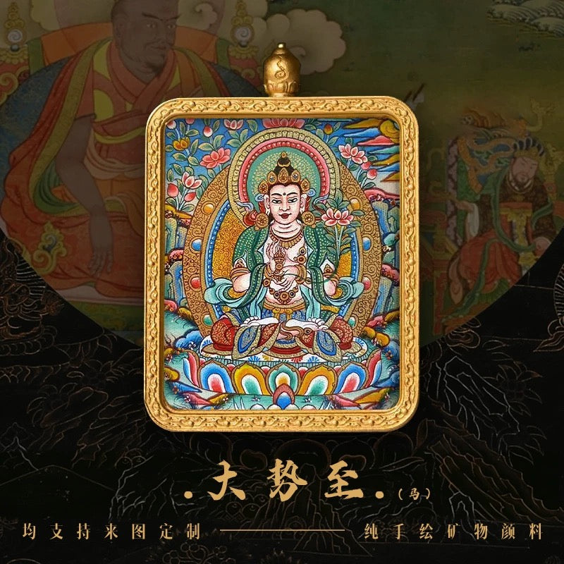 Amitabha Buddha Thangka Pendant — Pure Land Tibetan Sacred Art