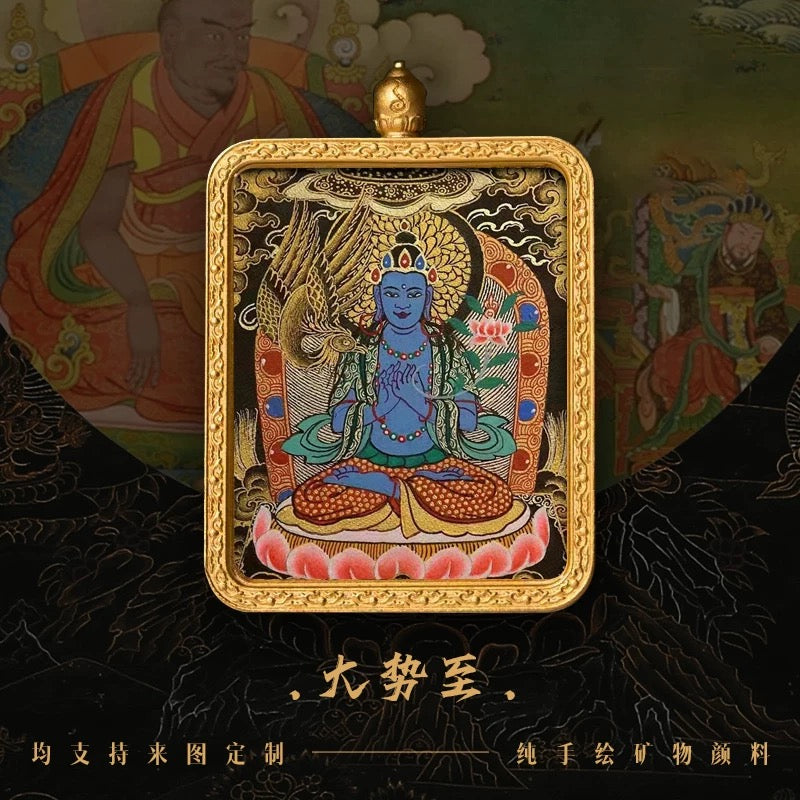 Amitabha Buddha Thangka Pendant — Pure Land Tibetan Sacred Art